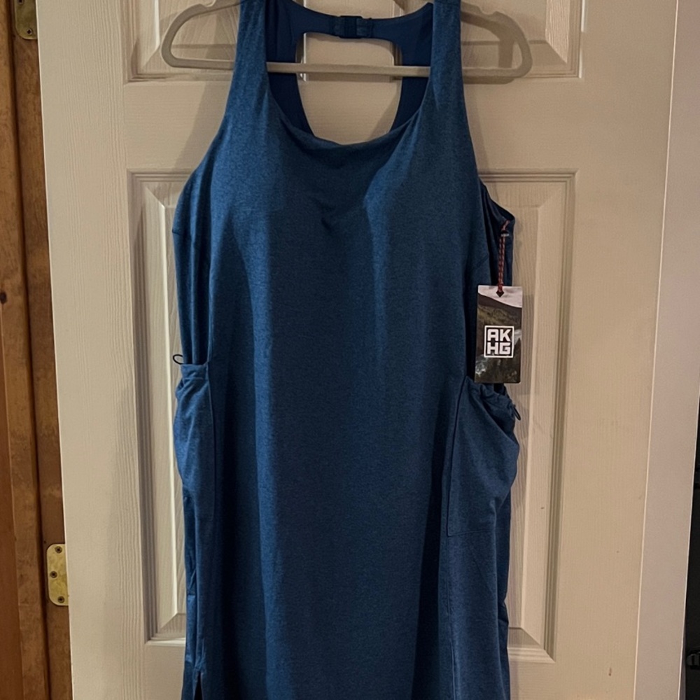 AKHG Blue Sleeveless Dress with Pockets